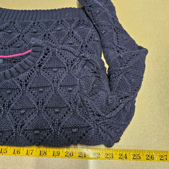 TOMMY HILFIGER Sweater Womens Size XL Navy Open 3D Popcorn Knit Classic Preppy - Picture 5 of 7